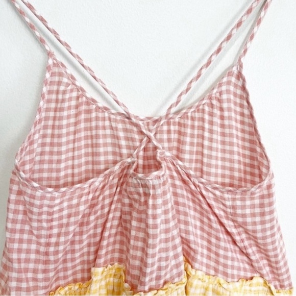 Madewell Colorblock Gingham Tiered Cover-Up Dress Boho Sundress SZ Medium - Picture 7 of 15